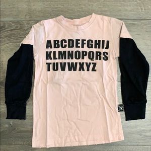 nununu Pink Distressed ABC Tee Sz 3-4Y